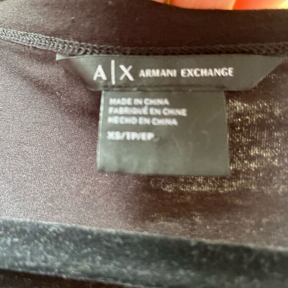Armani exchange, black, sleeveless blouse, fringe across chest, round neck, XS - Picture 2 of 7